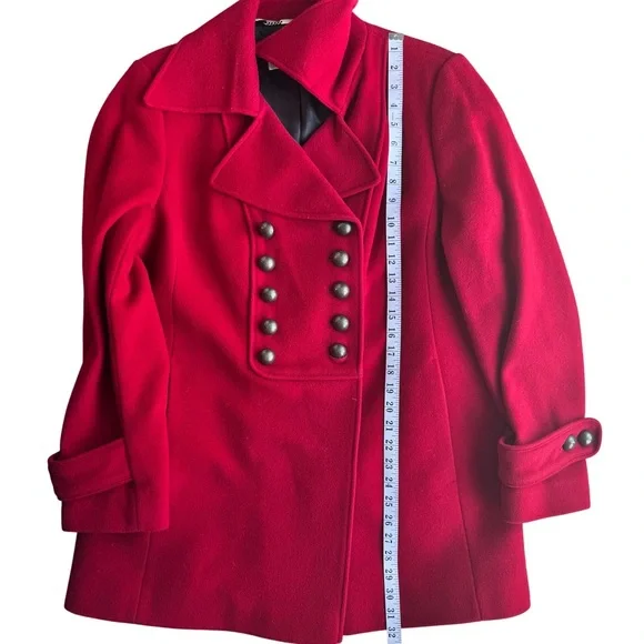 WINDSMOOR RED WOOL CASHMERE BLEND DOUBLE BREASTED COAT WOMENS SIZE 12 - Picture 7 of 13